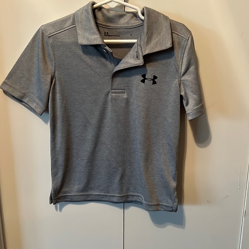 Under Armour performance polo, medium heather grey, size 4T, worn once